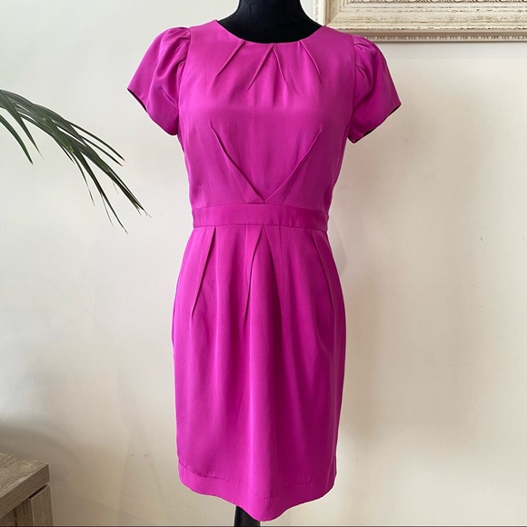 Jayson Brundson Dresses & Skirts - Jayson Brundson Black Label Cocktail Pink Mini Silk Baloon Sleeves Pink Dress 8